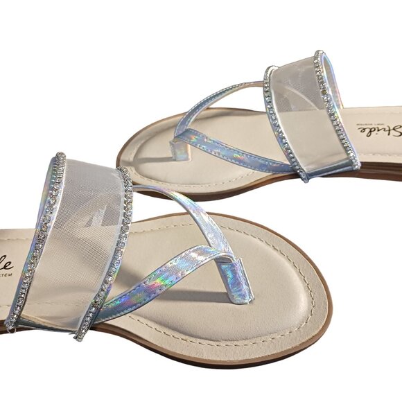 NEW Life Stride Radiant Glow Silver Iridescent‎ Flip Flop Sandals Size 7 Wide - Picture 5 of 9